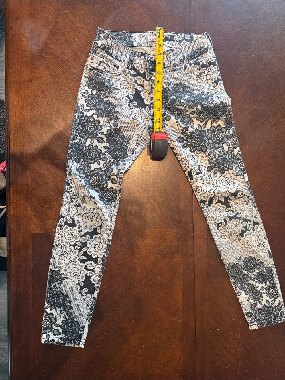 Candie's Black & White Floral Lace Skinny Jeans